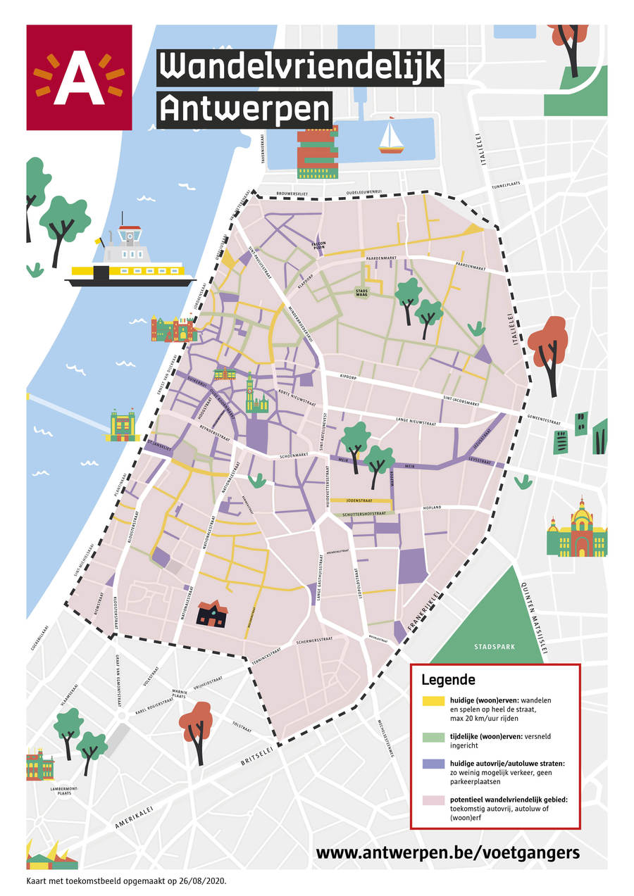 Overzichtsplannetje van de tijdelijke woonerven in de stad Overzichtsplannetje van de tijdelijke woonerven in de stad